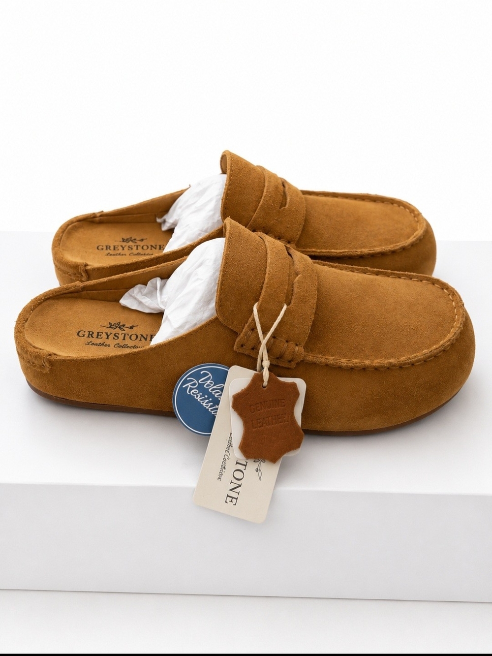 Greystone Suede Slip-On Loafers in Camel Brown